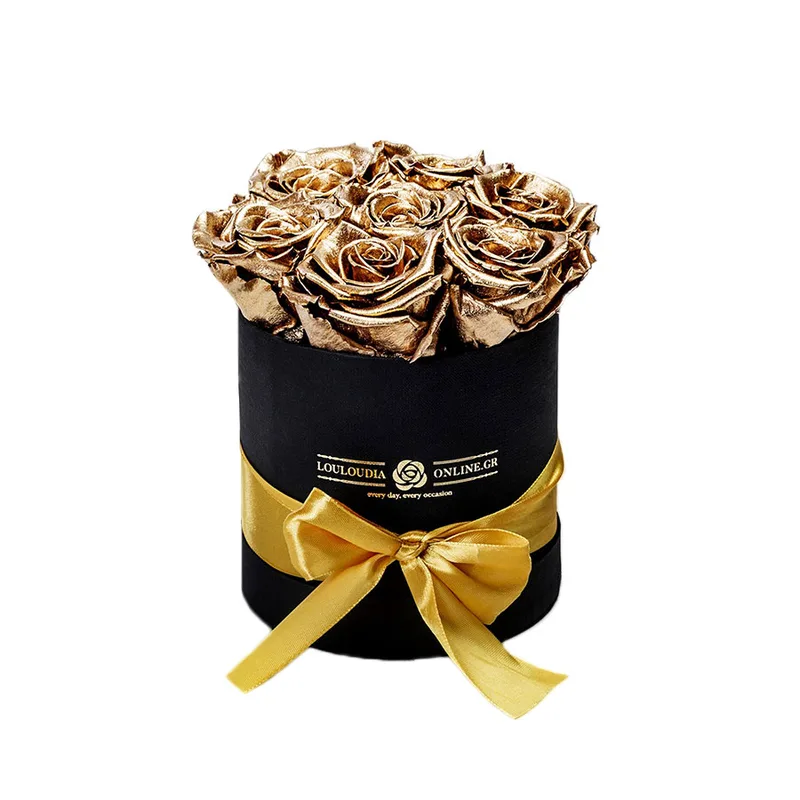 Forever Roses Χρυσά Premium 12x17cm 7 τριαντάφυλλα