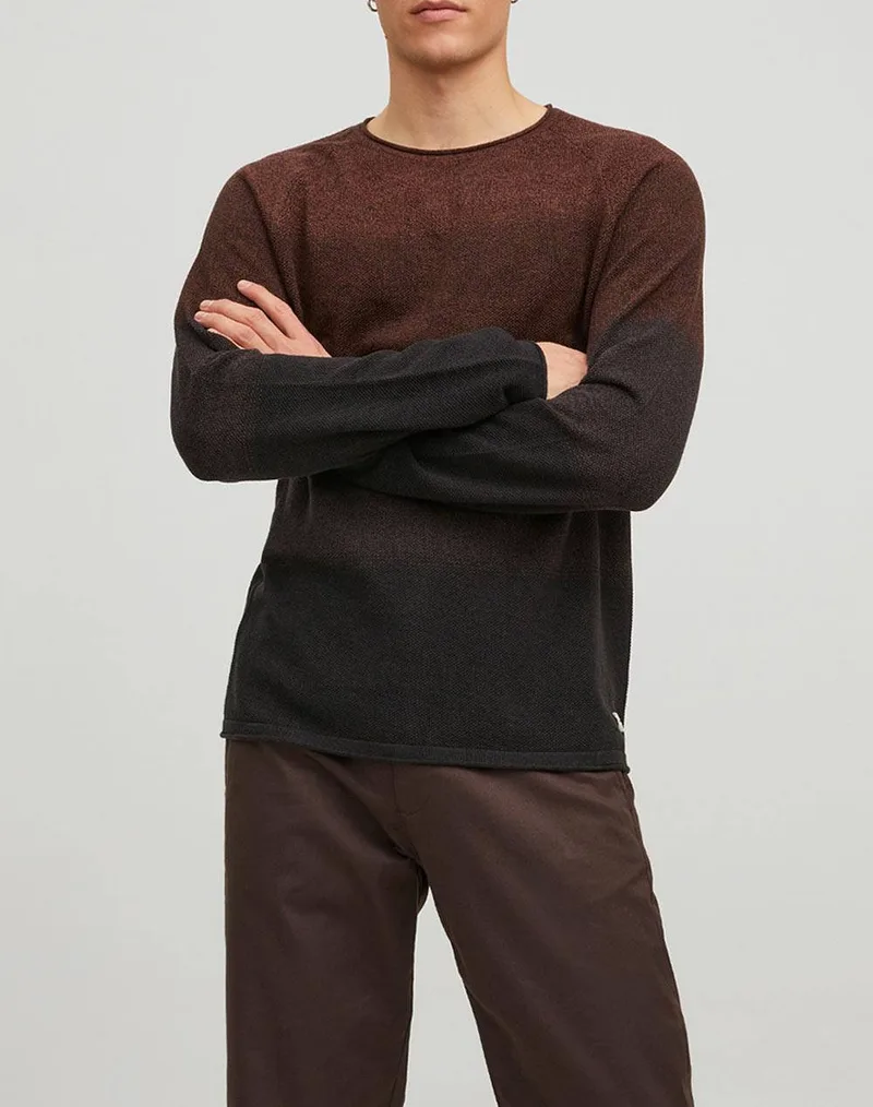 JACK&JONES ΠΛΕΚΤΟ JJEHILL KNIT CREW NECK NOOS ΠΛΕΚΤΟ 12157321-Mulch DarkBrown