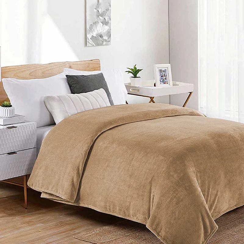 Κουβέρτα Fleece Μονή 160x220 Dimcol Solid 02 Μπεζ 160x220