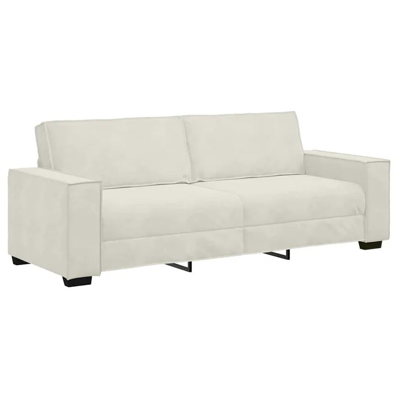 vidaXL Τριθέσιος Καναπές Κρεμ 220x78x84 εκ. Βελούδος