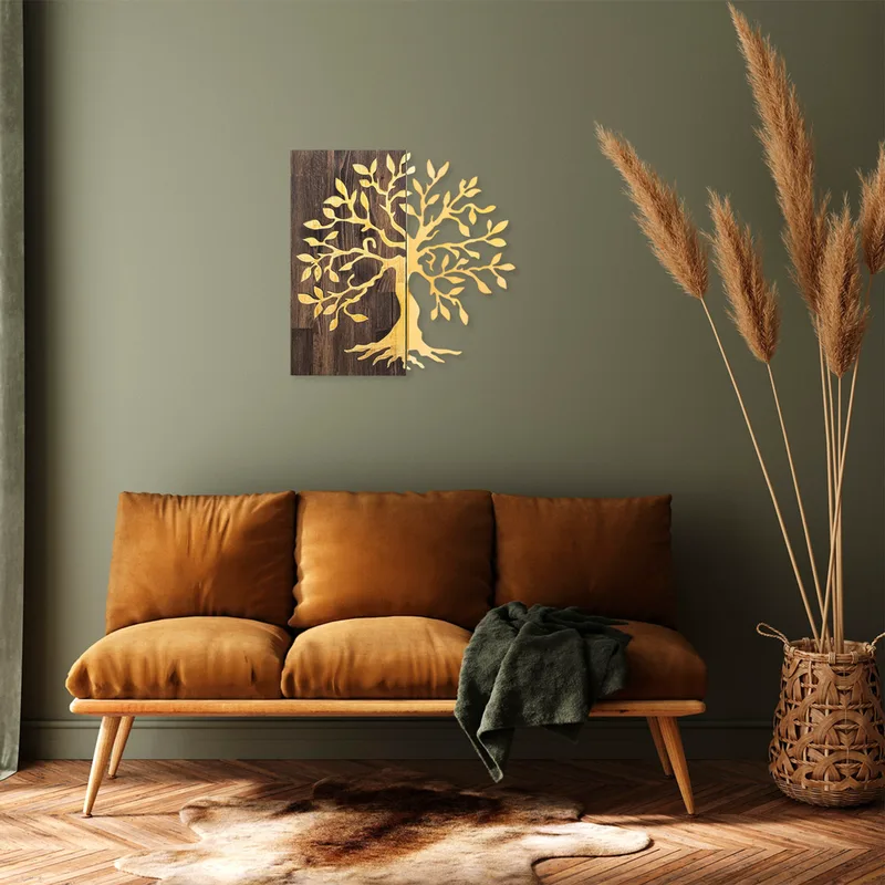 Ξύλινο Διακοσμητικό Τοίχου Tree - Χρυσό 899Skl2230 58x58 cm