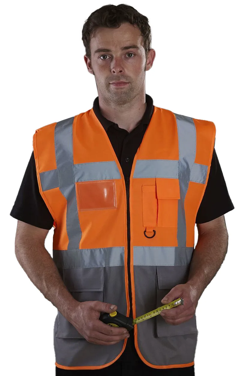 Γιλέκο με ανακλαστικές ταινίες Yoko HVW801 Fluo Orange/Grey