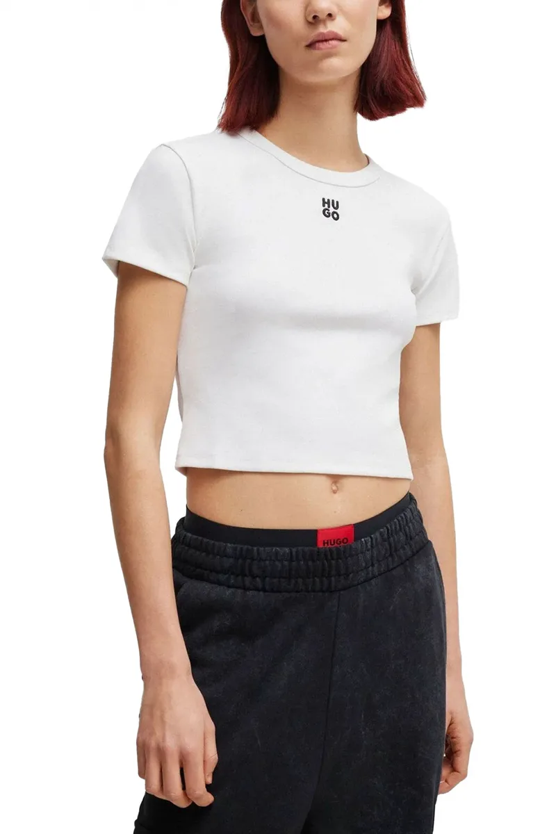 HUGO T-SHIRT DELANOR LOGO ΛΕΥΚΟ