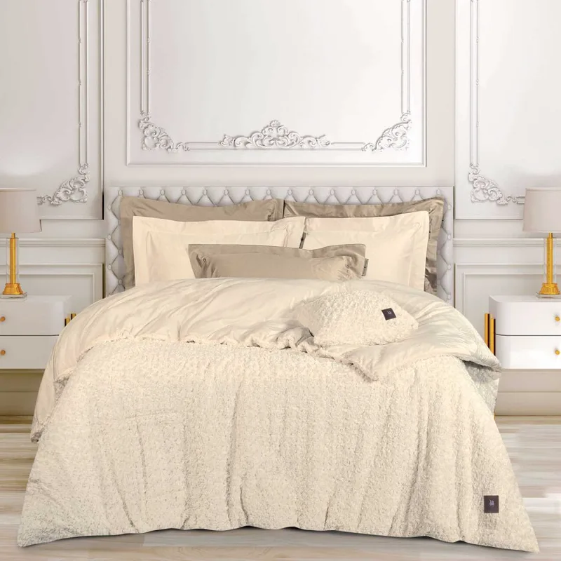 ΚΟΥΒΕΡΤΟΠΑΠΛΩΜΑ KING SIZE GREENWICH POLO CLUB ESSENTIAL RABBIT FAUX FUR 3960 ΕΚΡΟΥ (240X250CM)