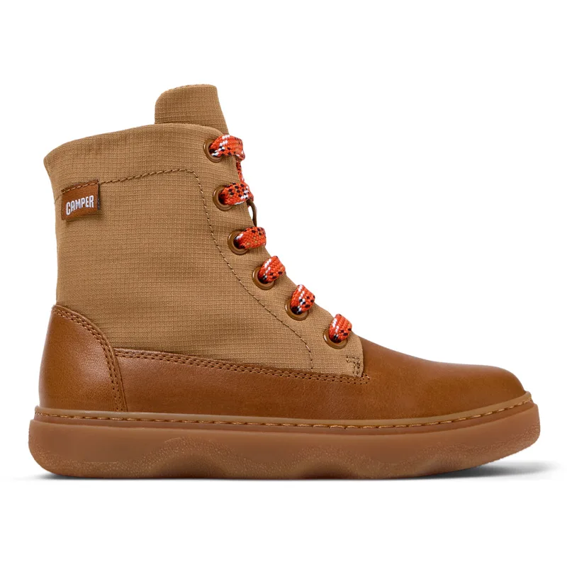 CAMPER Kiddo - Μπότες Για Κορίτσια - Καφέ, Μέγεθος 30, Cotton fabric/Smooth leather