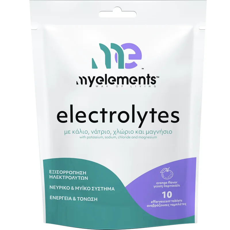 My Elements Electrolytes with Potassium, Sodium & Magnesium Συμπλήρωμα Διατροφής με Κάλιο, Νάτριο, Χλώριο, Μαγνήσιο & Γεύση Πορτοκάλι για Εξισορρόπηση των Ηλεκτρολυτών 10 Effer.tabs