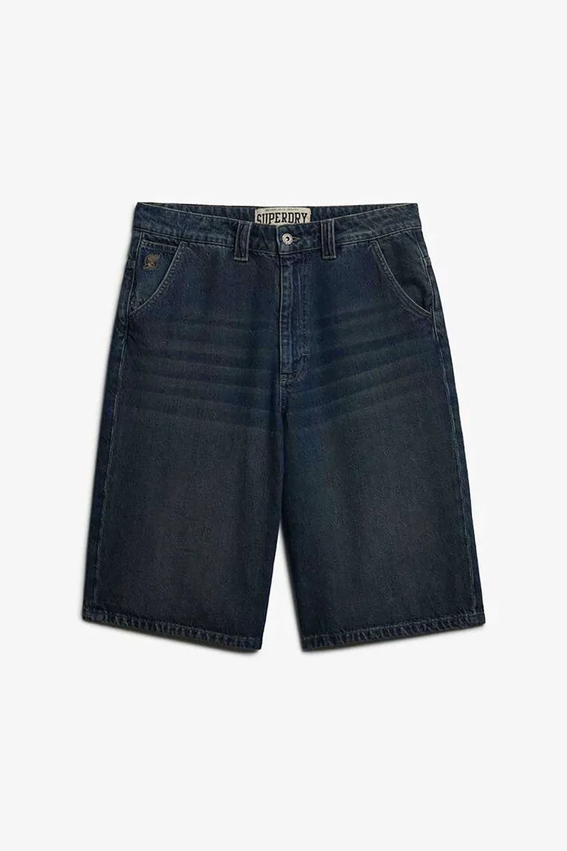 Superdry ανδρική denim βερμούδα πεντάτσεπη Baggy Fit "Oversized Washed" - M7110495A Denim Blue Σκούρο