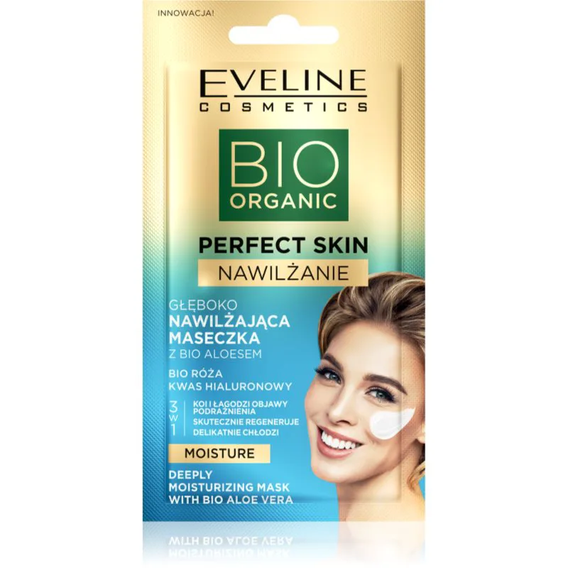 Eveline Cosmetics Perfect Skin Bio Aloe καταπραϋντική και ενυδατική μάσκα με αλόη βέρα 8 μλ