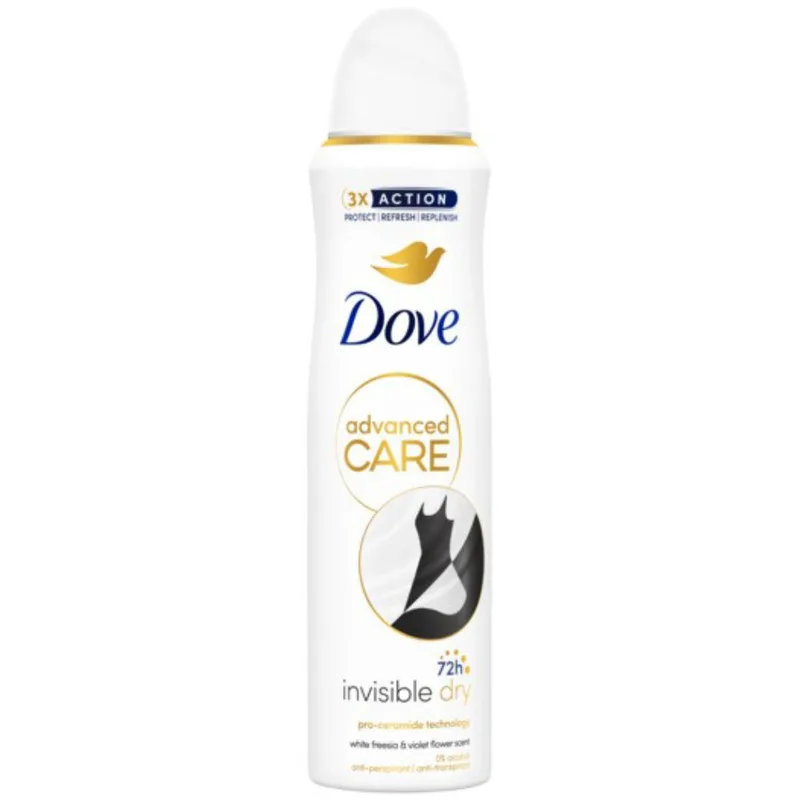 Dove Advanced Care Invisible Dry 72h Anti-Perspirant Body Spray Αποσμητικό Spray Κατά των Λευκών & Κίτρινων Σημαδιών που Προσφέρει Προστασία έως 72 ώρες 150ml