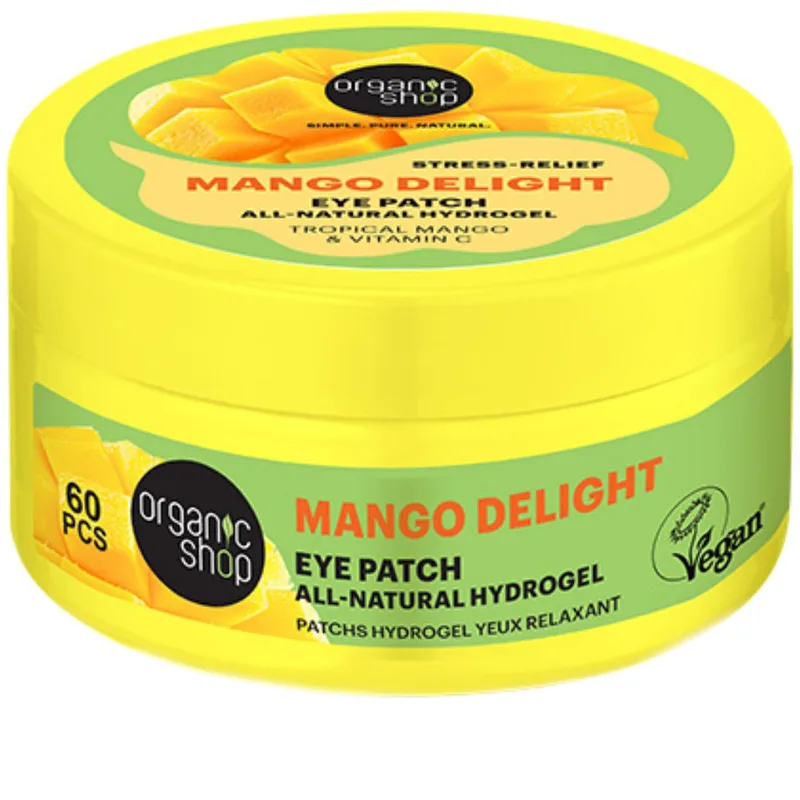 Organic Shop Mango Stress-Relief Eye Patches Patches Ματιών με Μάνγκο για Αναζωογόνηση & Ξεκούραστη Όψη 60 Τεμάχια