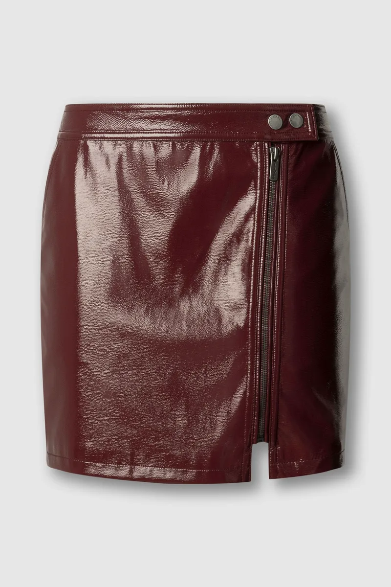 Pepe Jeans γυναικεία mini φούστα με γυαλιστερή όψη "Ruby" - PL9011898 Μπορντό