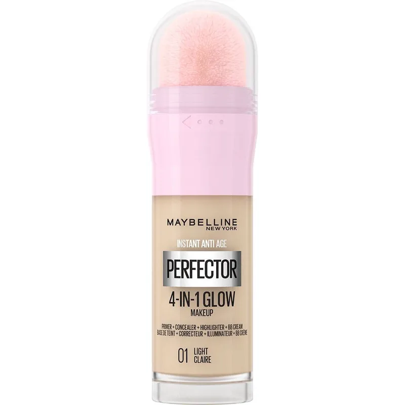 Maybelline Instant Anti-Age Perfector 4-in-1 Glow Makeup Πολυχρηστικό Makeup για Λαμπερή Επιδερμίδα με Σφουγγαράκι 20ml - 01 Light