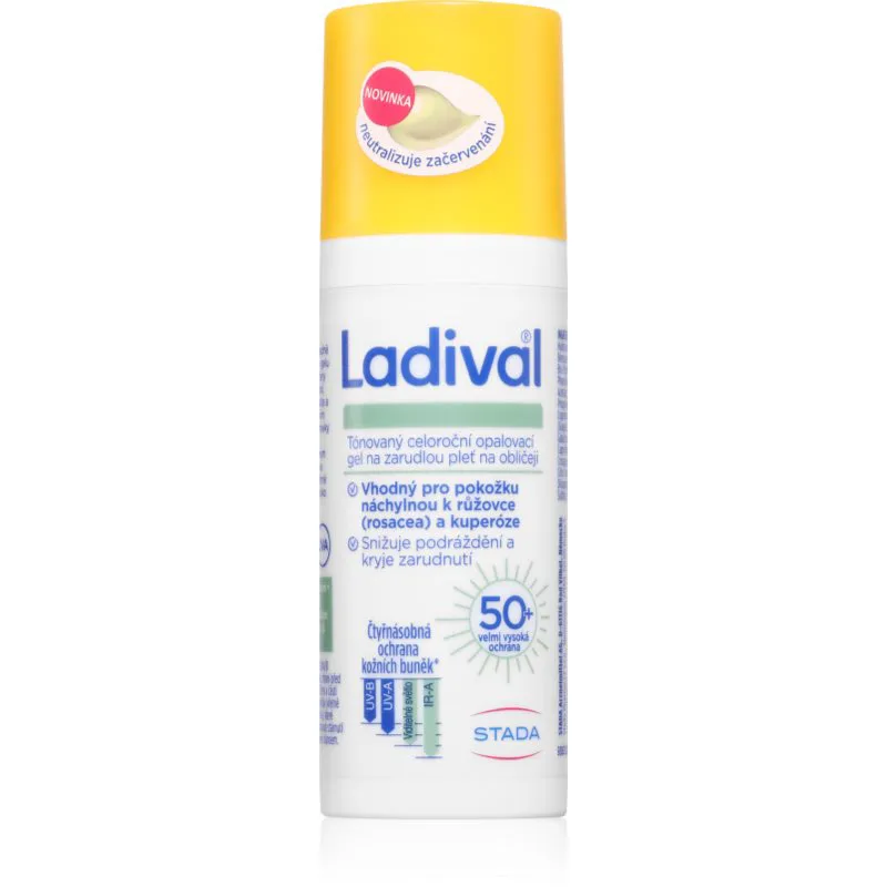Ladival Sensitive τζελ κρέμα με απόχρωση για ευαίσθητη και κοκκινισμένη επιδερμίδα SPF 50+ 50 ml