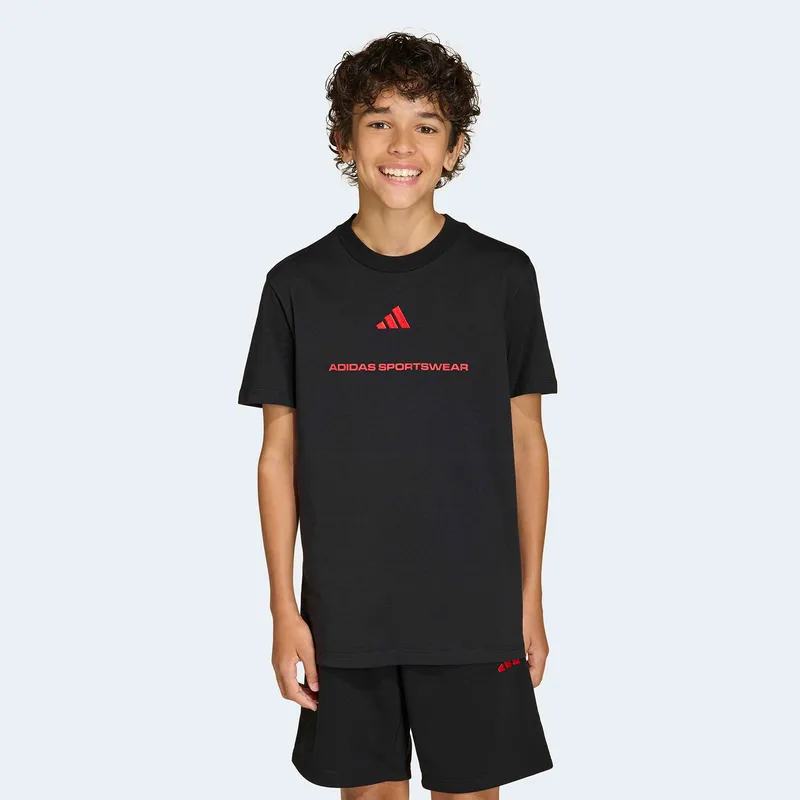 ADIDAS KIDS SLOGAN SINGLE JERSEY T-SHIRT ΜΑΥΡΟ