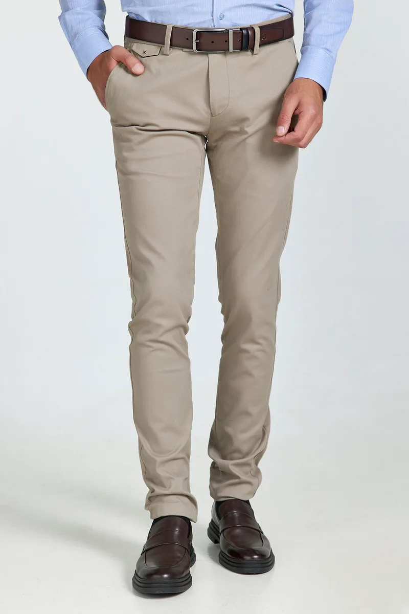 Monte Napoleone Ανδρικό Παντελόνι Chinos 252-61-3650-6154-6 Μπεζ