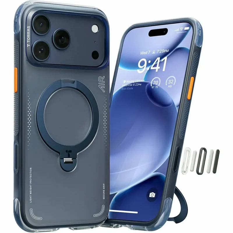 Θήκη iPhone 17 Pro Torras Ostand Q3 Air Ημιδιάφανη Ανθεκτική με MagSafe & KickStand - Midnight Blue (6938075665784)