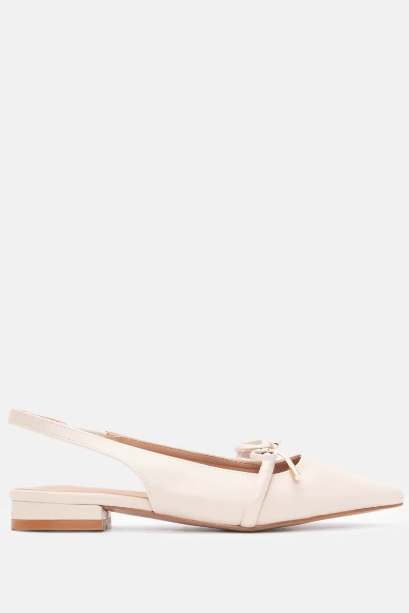 Γοβάκια Μυτερά Slingback με Φιόγκο - Μπεζ