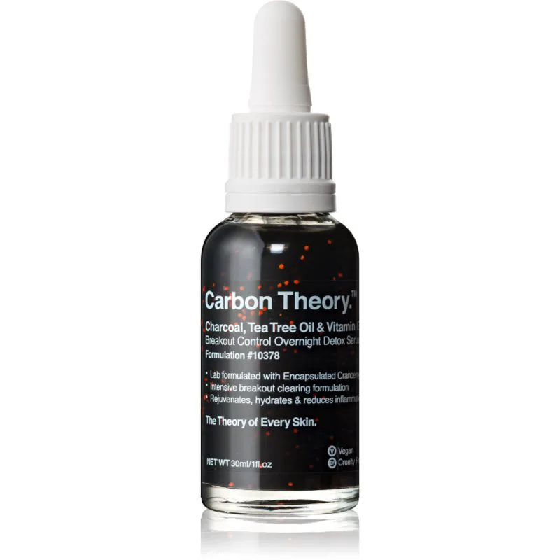 Carbon Theory Charcoal, Tea Tree Oil & Vitamin E αναγεννητικός ορός νύχτας με αναζωογονητική επίδραση για προβληματική επιδερμίδα 30 ml