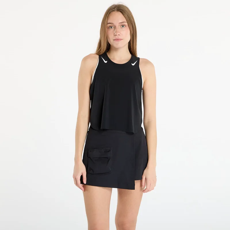 Nike AeroSwift Women's Dri-FIT ADV Cropped Running Tank Top Black/ White L
