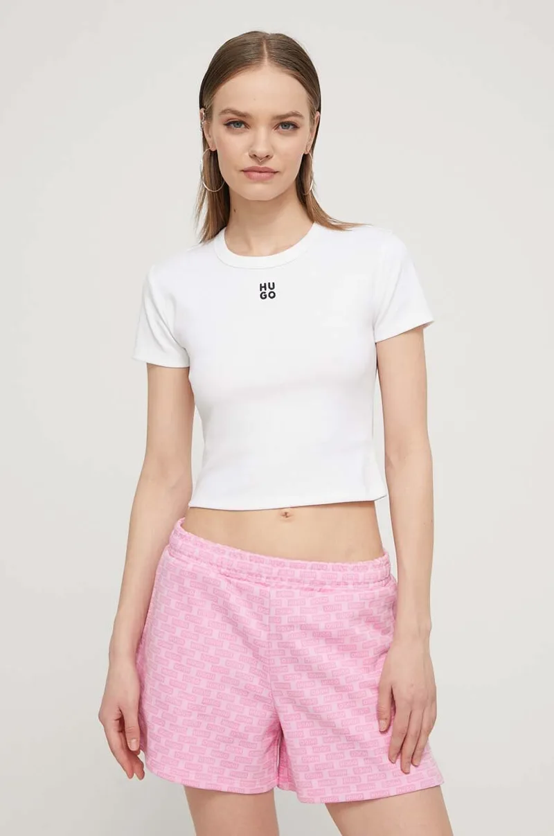 HUGO crop top γυναικείο με βαμβάκι Delanor