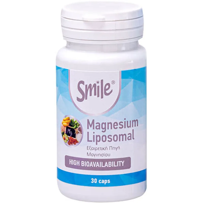 Smile Magnesium Liposomal Συμπλήρωμα Διατροφής Κιτρικού Μαγνησίου Λιποσωμιακής Μορφής για την Καλή Λειτουργία των Μυών & του Νευρικού Συστήματος Κατά της Κόπωσης & της Αδυναμίας 30caps