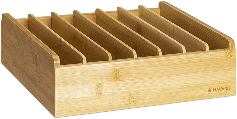 Navaris Adjustable Bamboo Lid Holder / Organizer - Ρυθμιζόμενη Ξύλινη Βάση Οργάνωσης Πολλαπλών Θέσεων από Μπαμπού - Natural (55220.01)