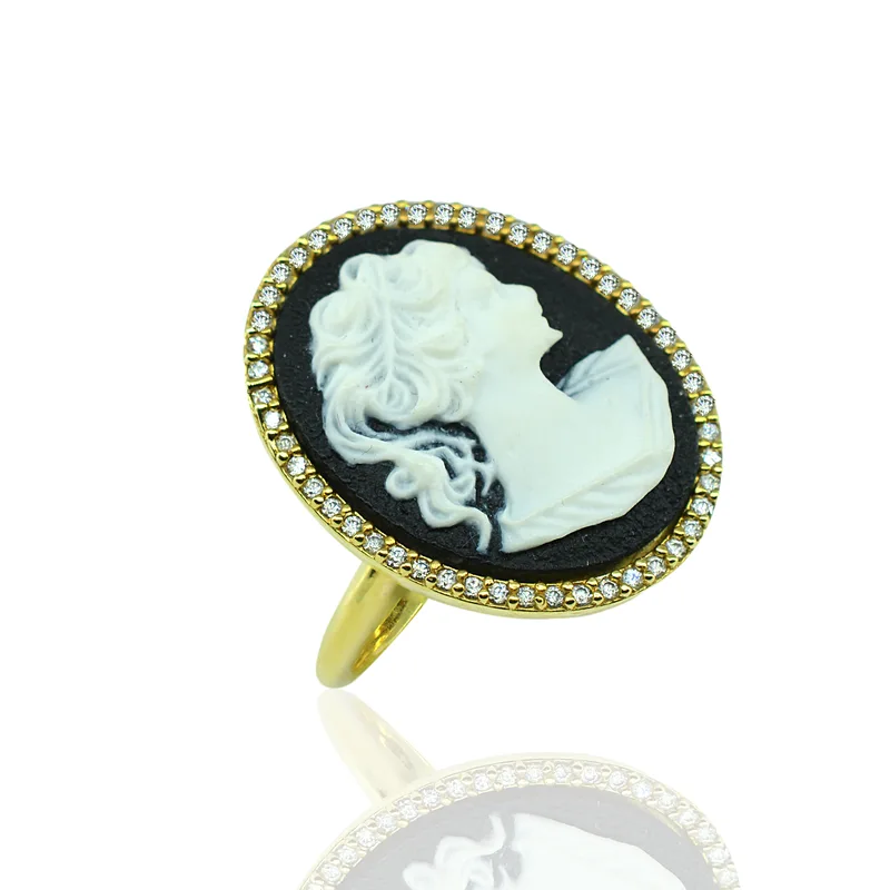 Δαχτυλίδι Cameo απο Kίτρινο Χρυσό 14 Καρατίων DX1437