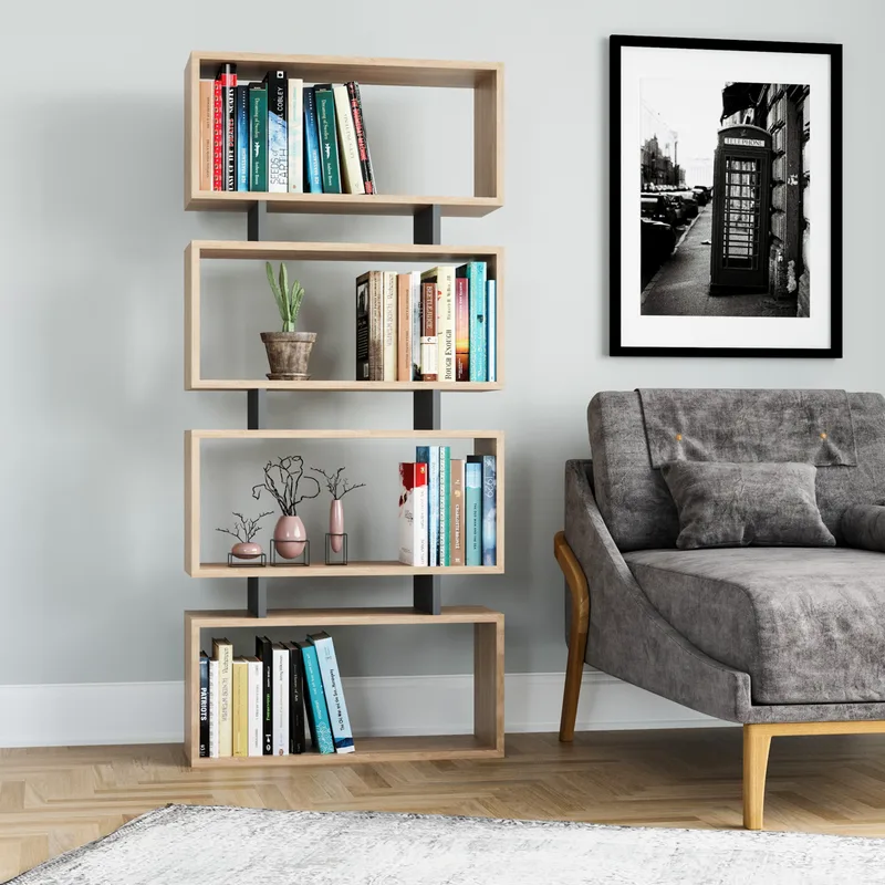 Βιβλιοθήκη Langdon - Oak, Anthracite 935Cmn1219 (72,5x161x25)