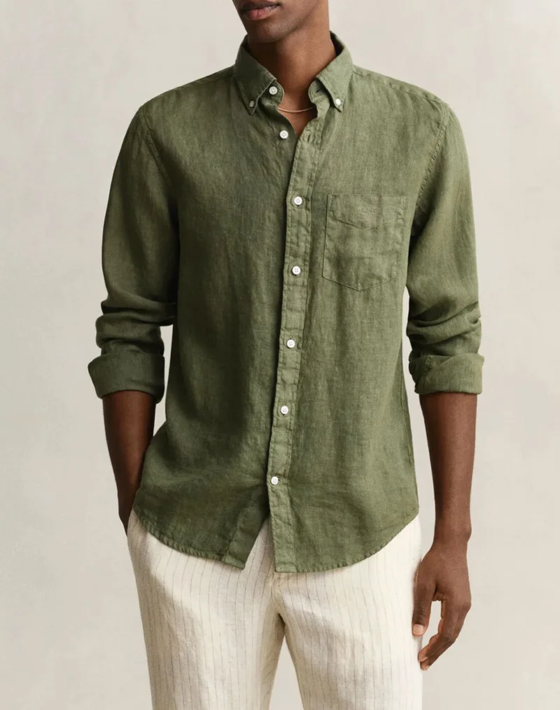 GANT ΠΟΥΚΑΜΙΣΟ ΜΜ REG GMNT DYED LINEN SHIRT 3G3240120-379 DarkGreen