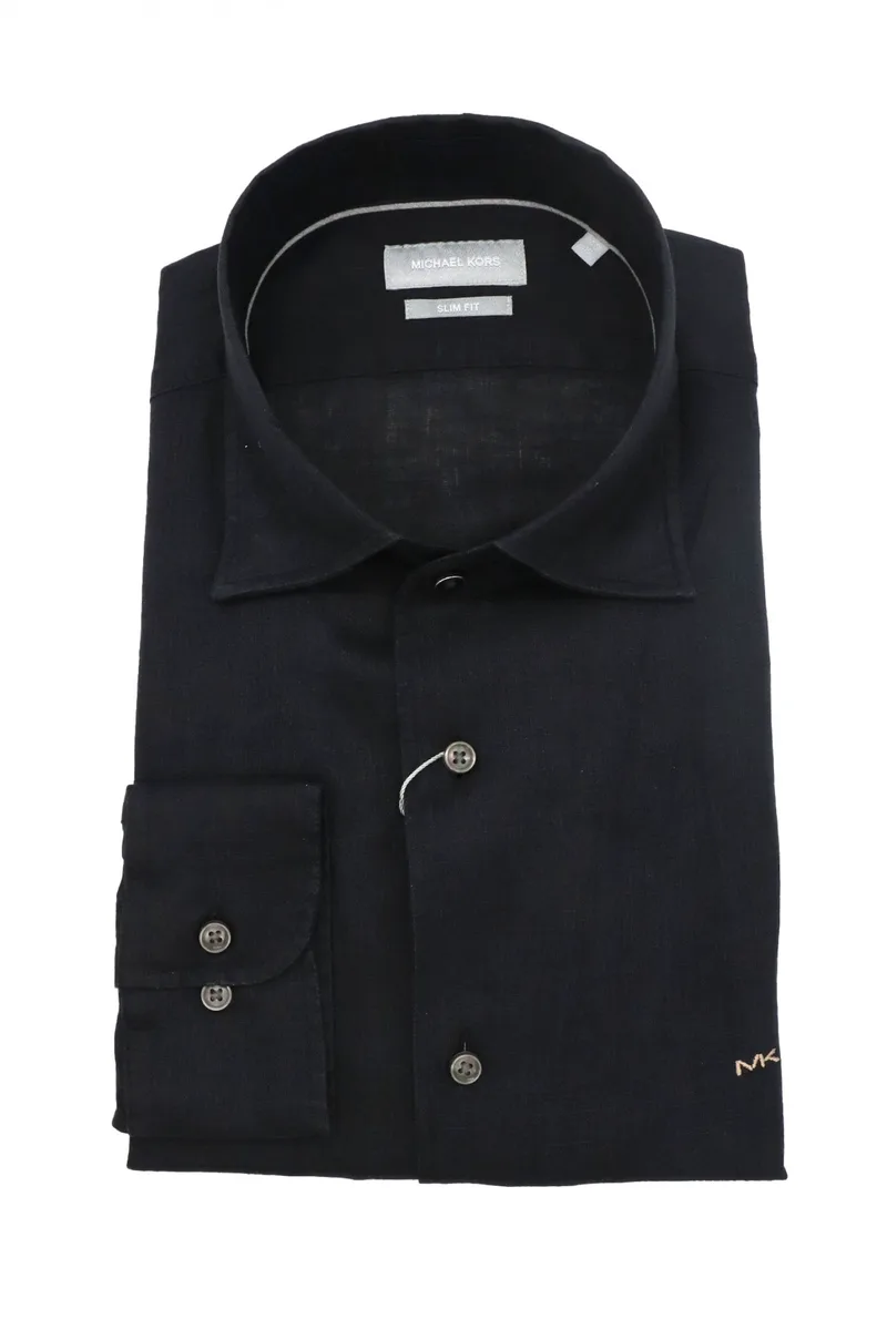 MICHAEL KORS ΠΟΥΚΑΜΙΣΟ SLIM FIT ΛΙΝΟ ΜΑΥΡΟ