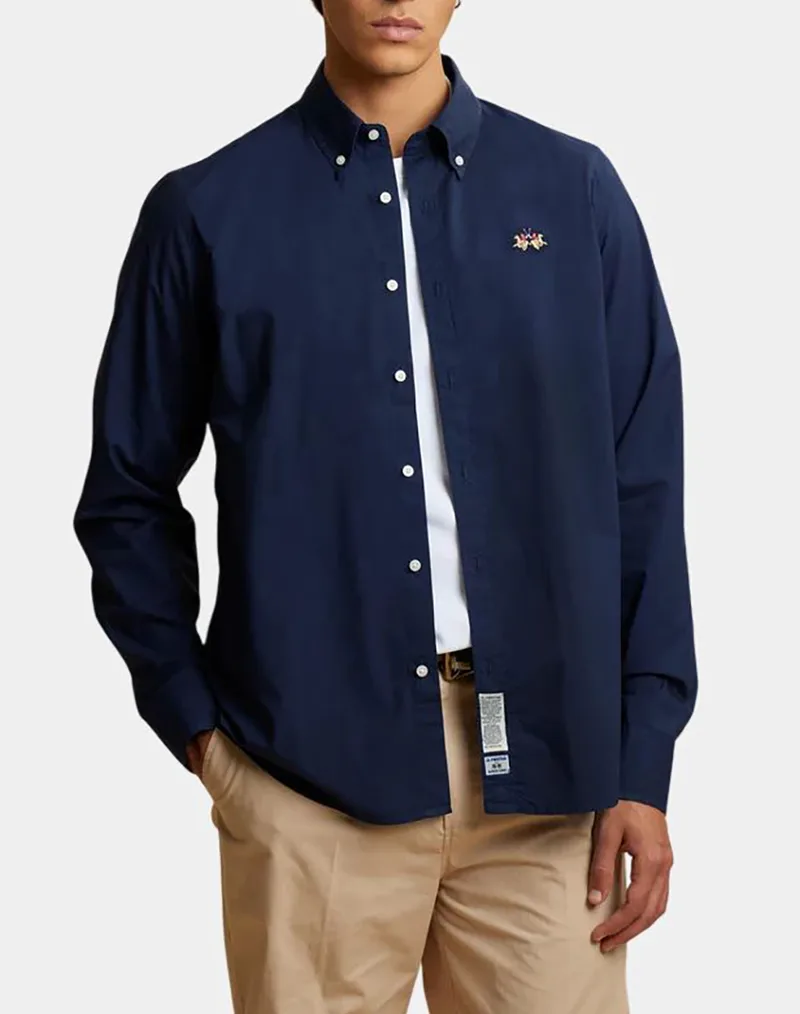 LA MARTINA ΠΟΥΚΑΜΙΣΟ ΜΜ MAN SHIRT L/S POPLIN 3LMMCC016-07017 DarkBlue