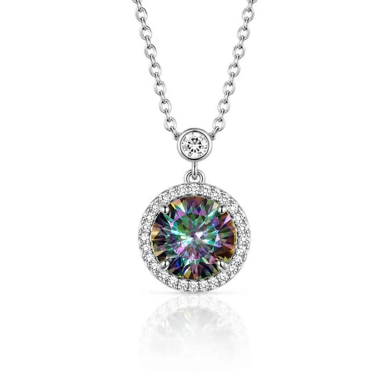 Ασημένιο Κολιέ 925 Ροζέτα με Multicolor Moissanite 2ct