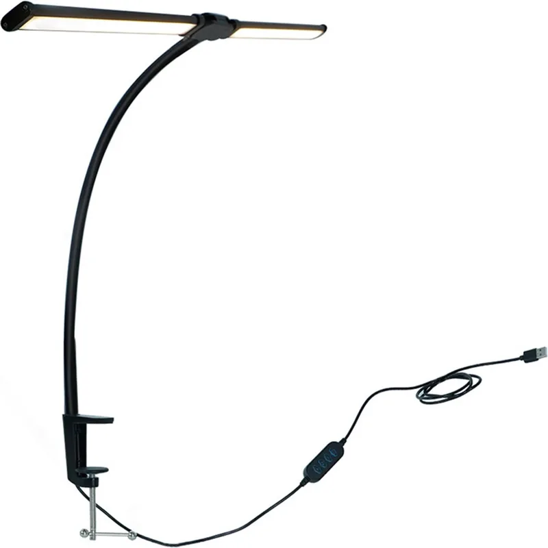 Φωτιστικό Γραφείου LED με USB Relaxdays Clamp-on LED Desk Lamp με Σφιγκτήρα & Ρυθμιζόμενο Φως 61cm - Black (10053442_46)