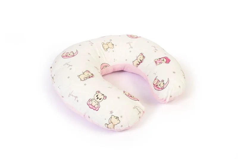 Μαξιλάρι Θηλασμού Βαμβακερό 60x50x15εκ. Bear's Nest 04 White-Pink DimCol