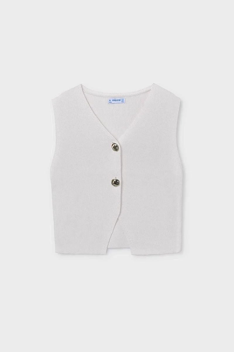 Mayoral παιδικό αμάνικο τοπ με πλεκτό σχέδιο Cropped - 6020-S26 Μπεζ