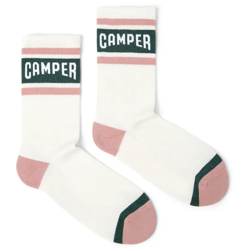 CAMPER Socks - Unisex Κάλτσες - Λευκό,Ροζ,Πράσινο, Μέγεθος L, Cotton fabric