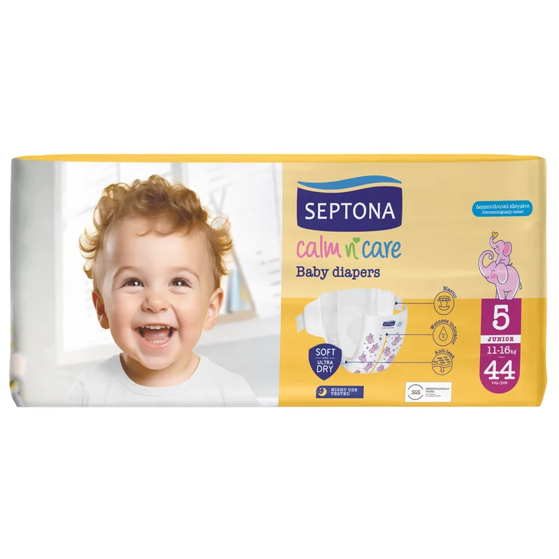 Septona Calm n' Care Baby Diapers Junior No5 (11-16kg) 44 Τεμάχια