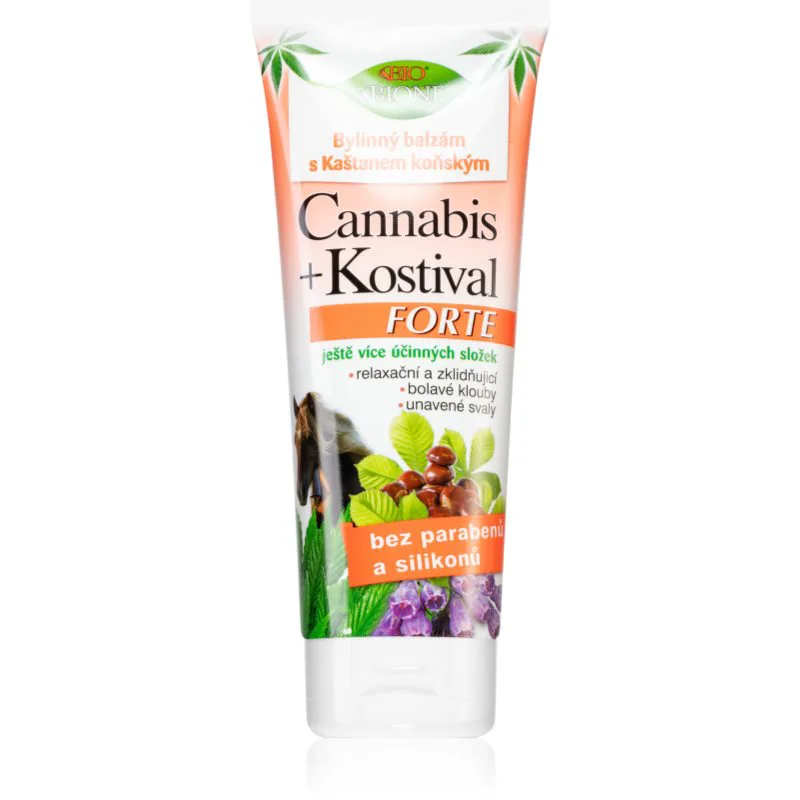 Bione Cosmetics Cannabis Kostival Forte φυτικό υγρό για μύες, αρθρώσεις και τένοντες 205 μλ