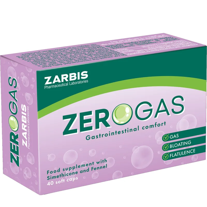 Zarbis Zerogas Συμπλήρωμα Διατροφής για Αέρια, Φούσκωμα, Μετεωρισμό με Σιμεθικόνη & Μάραθο 40 Soft.caps
