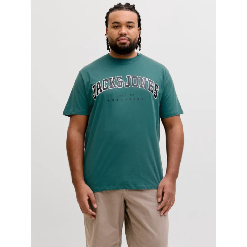 Jack & Jones "Caleb Varsity" T-shirt σε Plus fit γραμμή,με μεταξοτυπία - Atlantic Deep