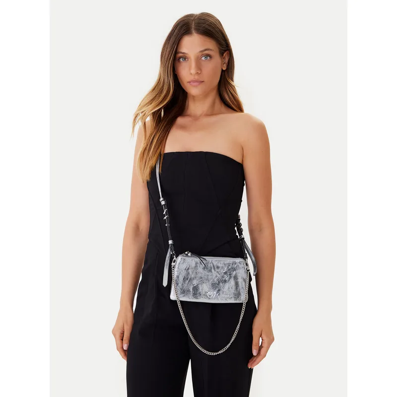 Τσάντα PINKO Double Mini Al 25-26 PLTT 105359 A2OT Ασημί