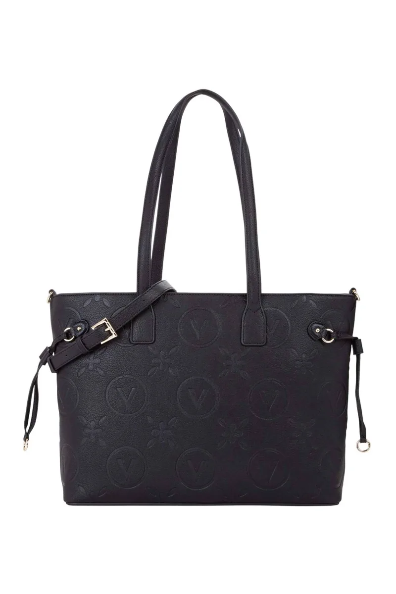 Valentino γυναικεία τσάντα shopper με ανάγλυφο λογότυπο "Samba Re" - 73LVBS8ZG01/SAM Μαύρο