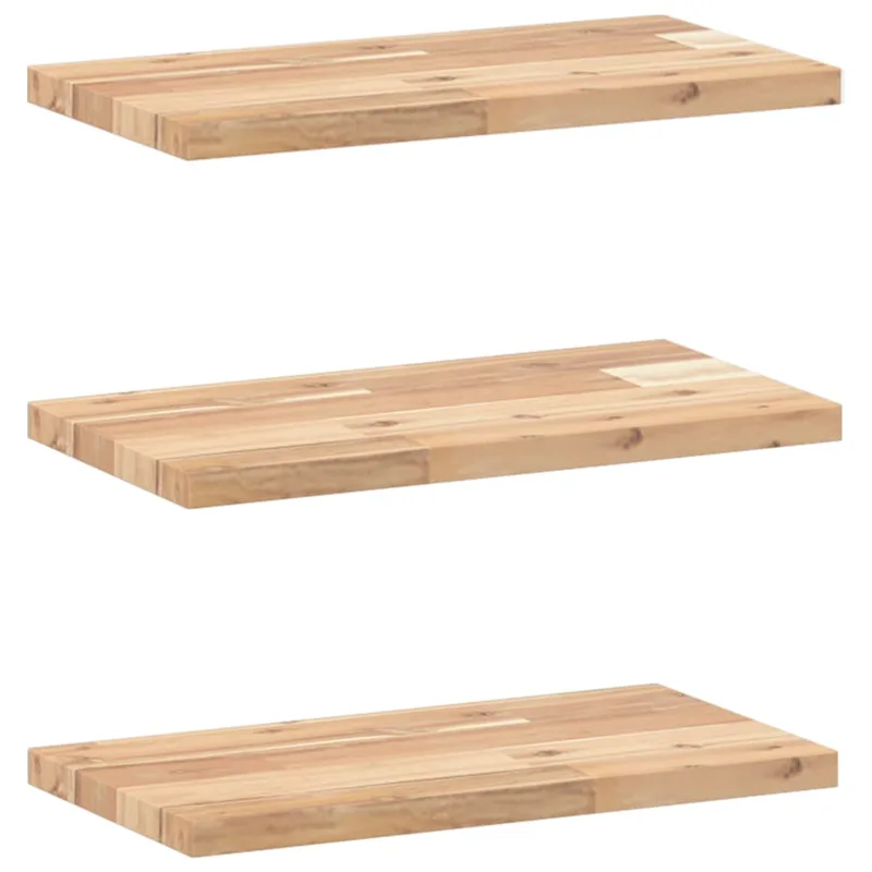 vidaXL Ράφια Πλωτά 3 τεμ. 60x20x2 εκ. από Μασίφ Ξύλο Ακακίας χωρίς Επεξεργασία