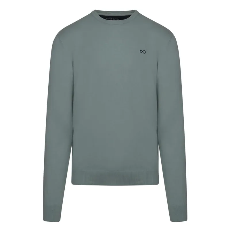 Logo-Embroidered Πουλόβερ Πράσινο Round Neck (Comfort Fit)
