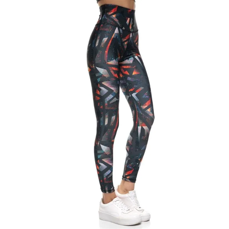 Ψηλόμεσο Push-Up κολάν με φαρδύ λάστιχο Color Printed ΜΑΥΡΟ ΜΕ ΣΧΕΔΙΟ