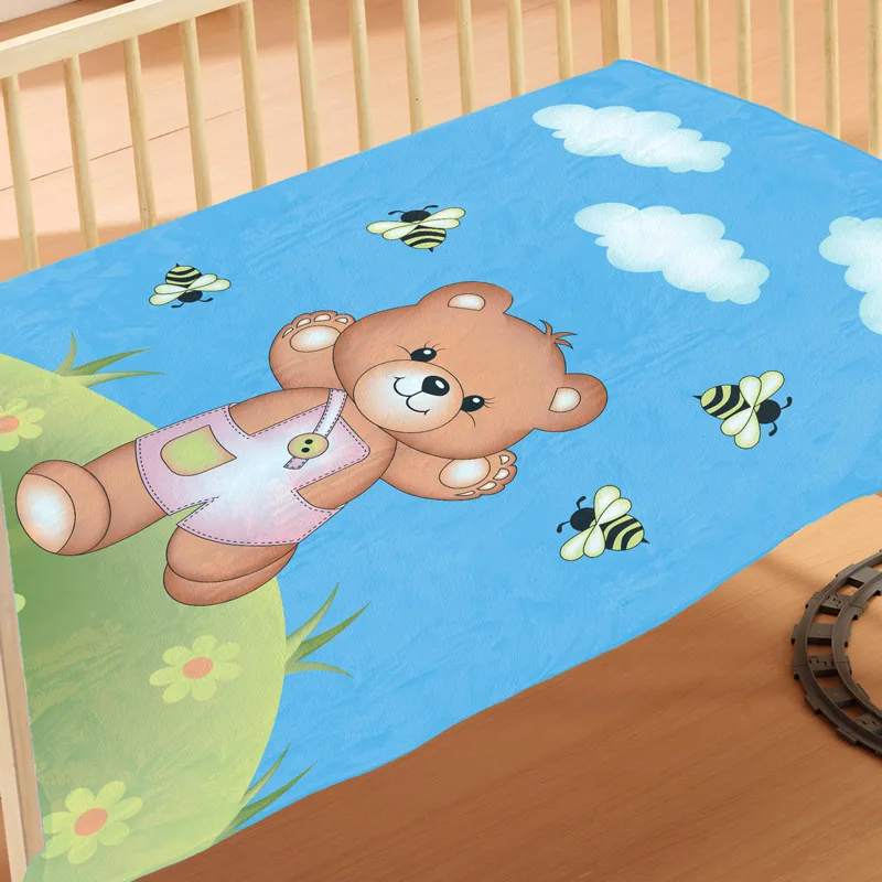 Κουβέρτα Βελουτέ Κούνιας 110x140 Dimcol Teddy 01 Blue 110x140