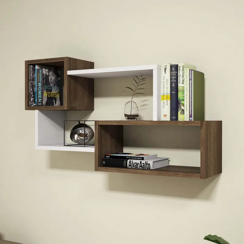 Ραφιέρα Τοίχου (90.6x20x51) A-G Afro 835PUQ1602 Walnut White