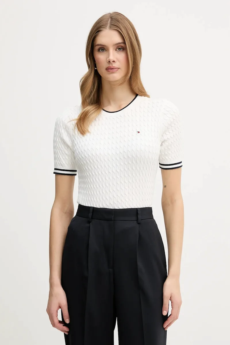 Tommy Hilfiger πουλόβερ με κοντό μανίκι γυναικείο βαμβακερό
