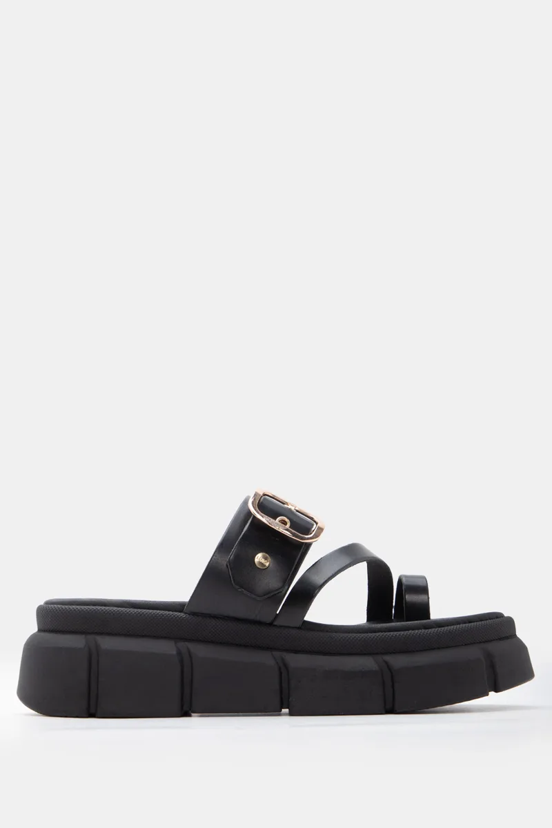 LUIGI DESIGN - Πλατφόρμες Flatform με Τόκα - Μαύρο-Ματ