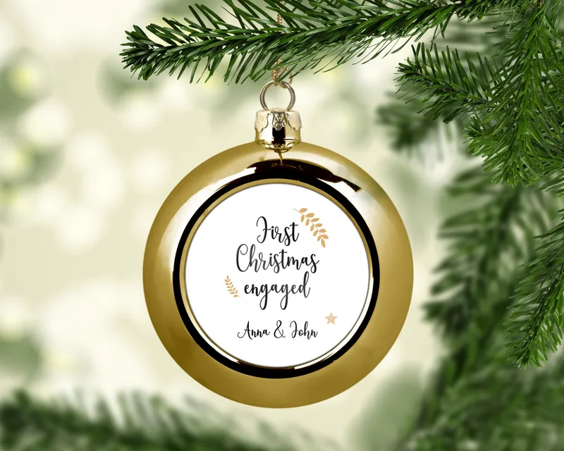 Χριστουγεννιάτικο στολίδι - Our first Christmas engaged - Χρυσό